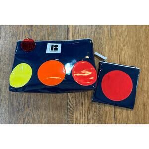 Estee’ Lauder x Lisa Perry Cosmetic Case Set of 2 Navy Blue Patent Retro Style